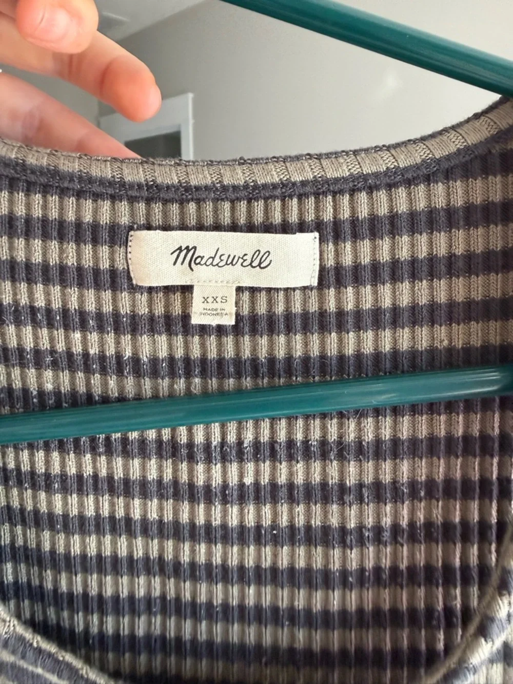 Madewell Ribbed Striped Tank Top XXS Brown Neutral Sleeveless Fitted Basic - Picture 3 of 3